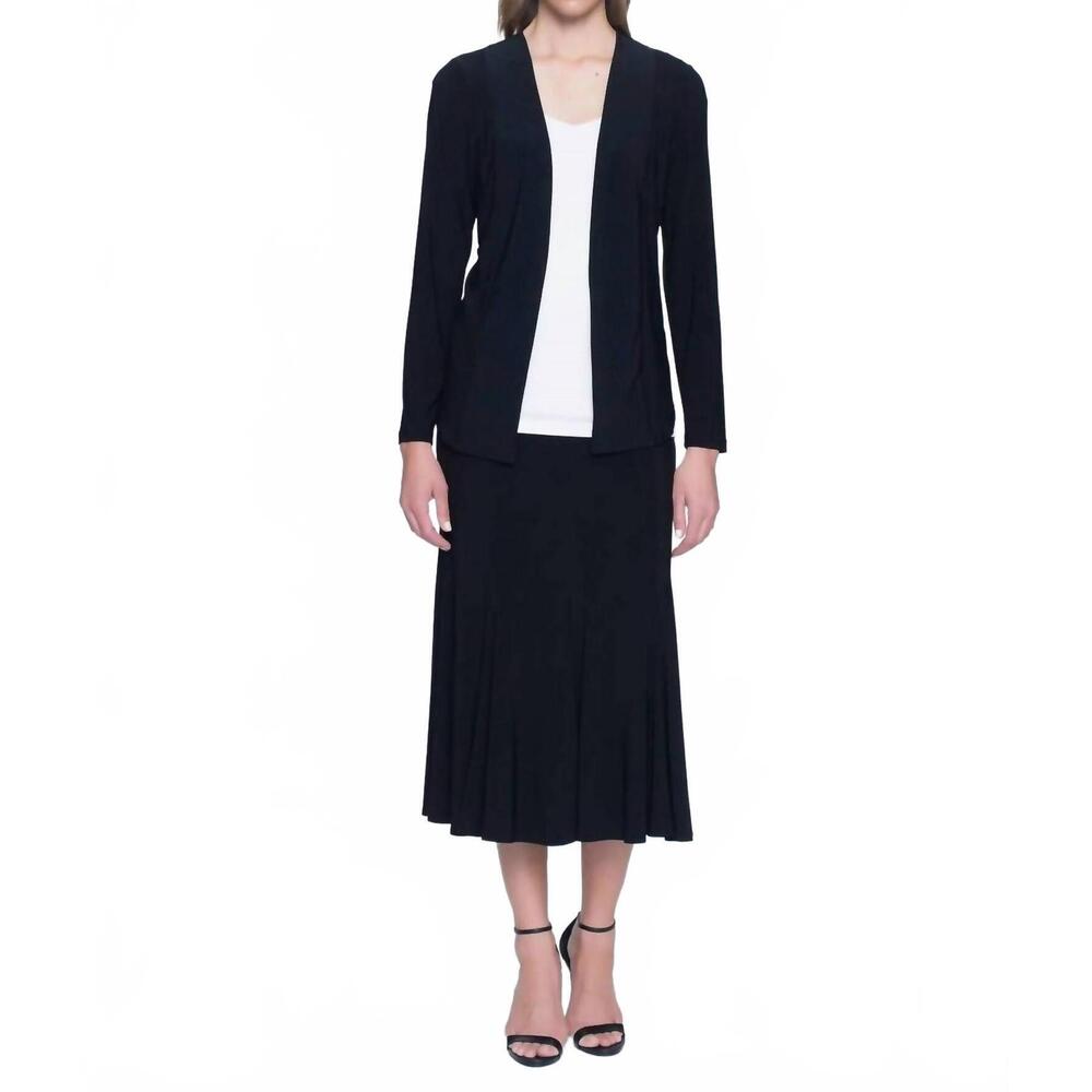 NEW PICADILLY long open front jacket in black